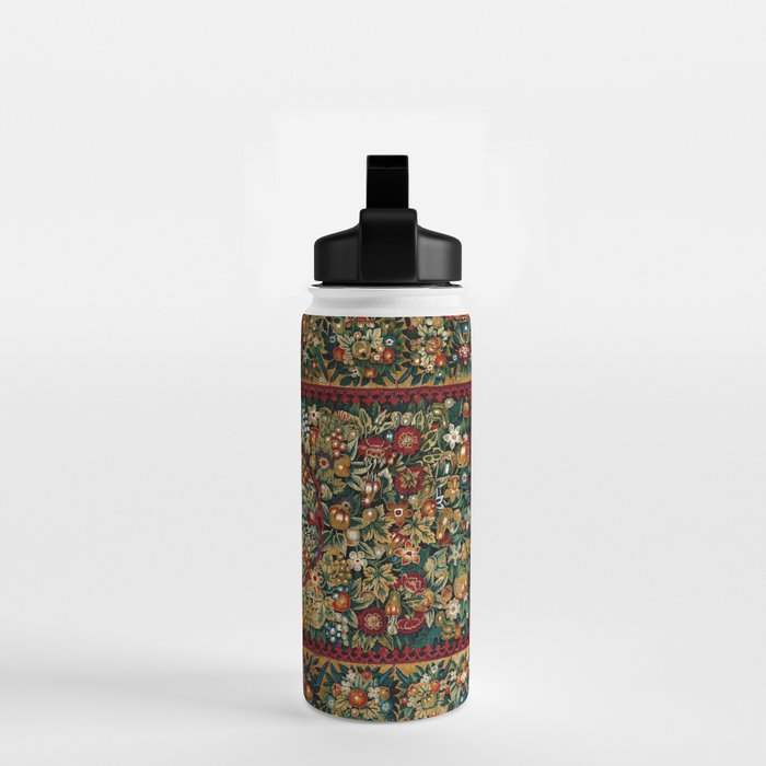 Medieval Unicorn Midnight Floral Garden Water Bottle Gallery Image 2