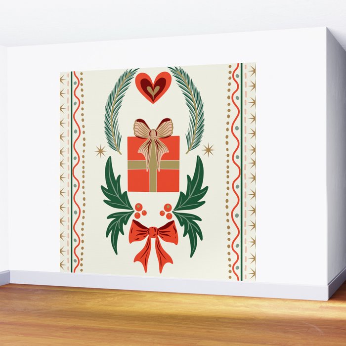 Vintage Holiday Gift and Greenery - Christmas Decorative Design Wall Mural Gallery Image 2