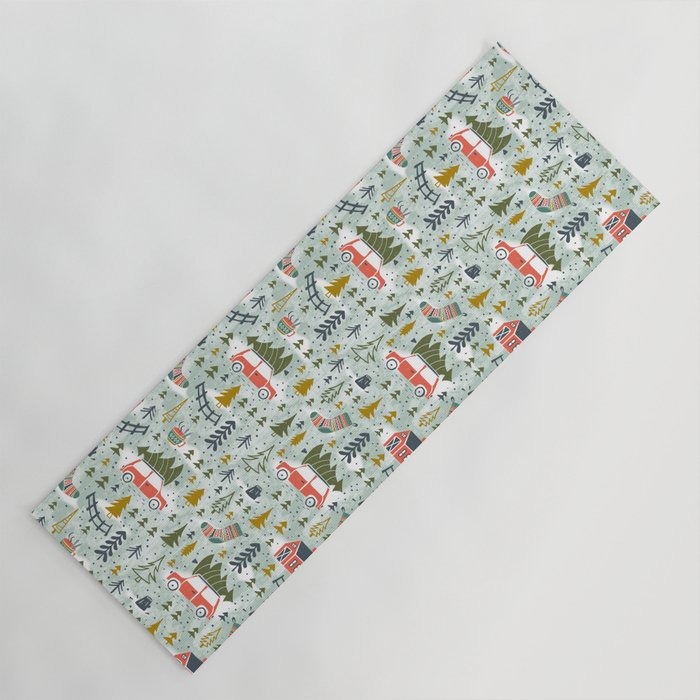 Home For The Holidays Blush Mint Christmas Yoga Mat Gallery Image 1