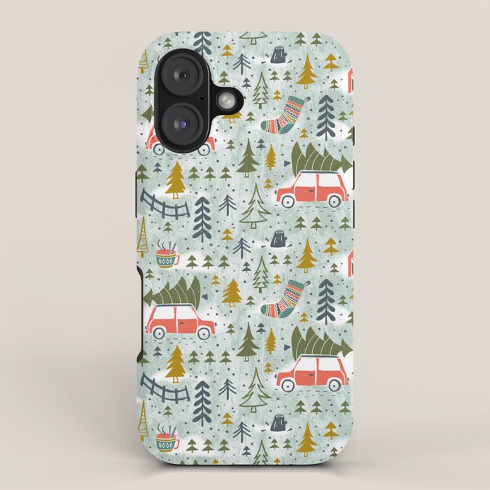 Home For The Holidays Blush Mint Christmas iPhone Case Gallery Image 1
