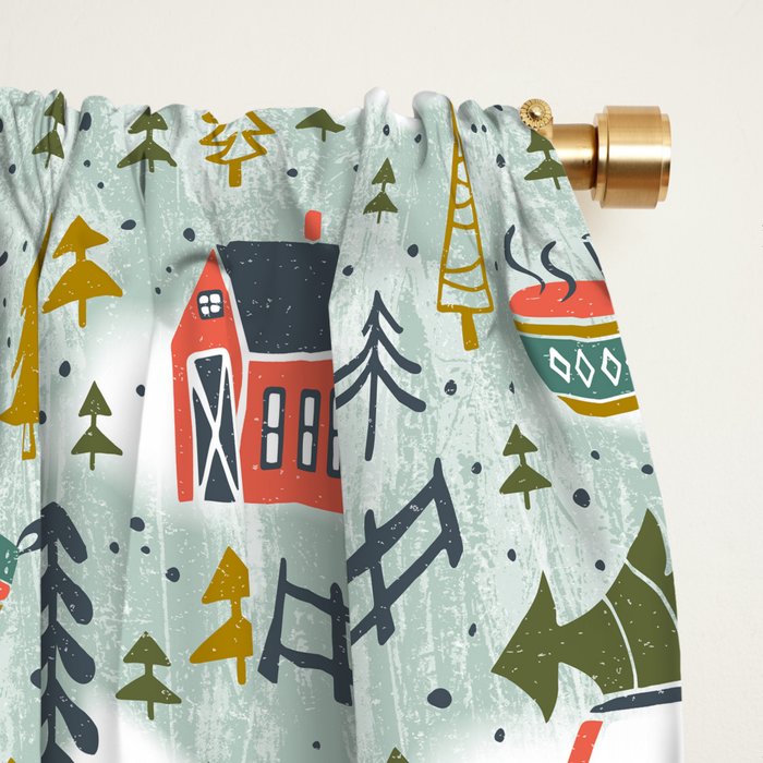 Home For The Holidays Blush Mint Christmas Window Curtain Gallery Image 2