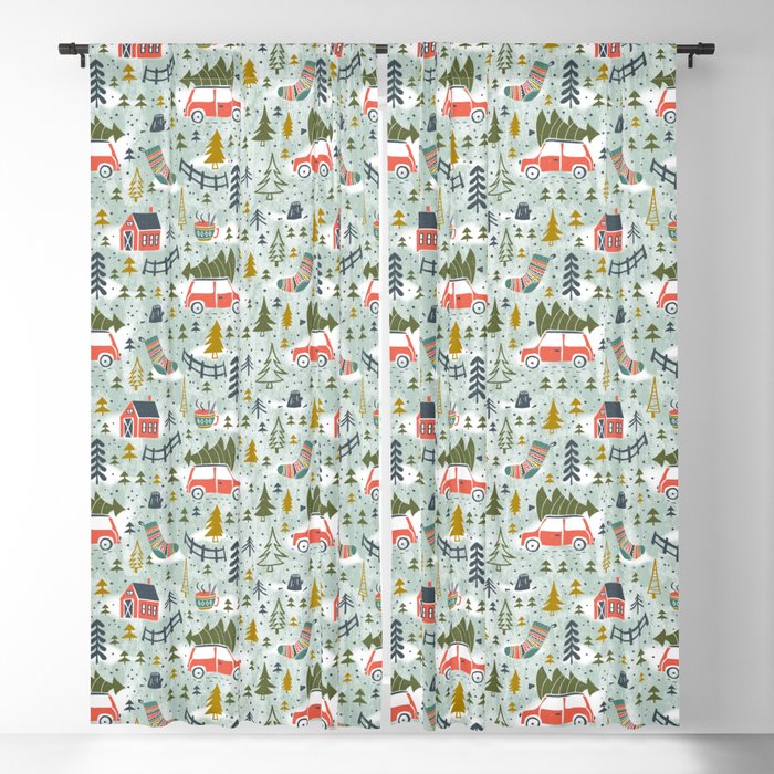 Home For The Holidays Blush Mint Christmas Window Curtain Gallery Image 5