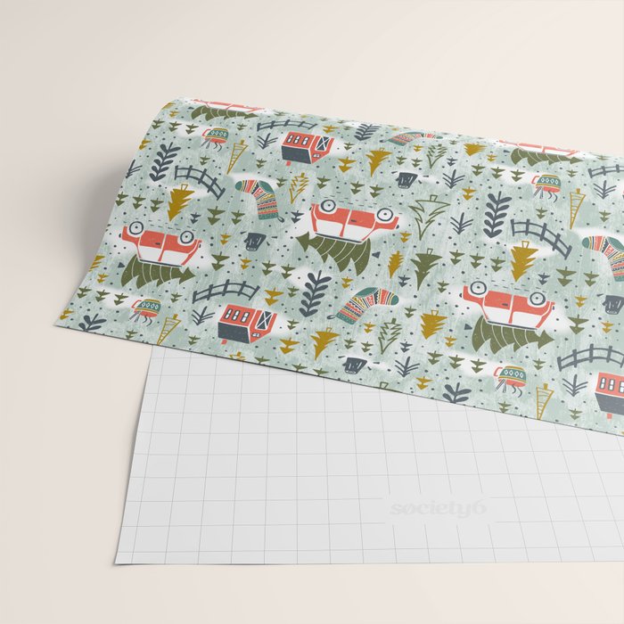 Home For The Holidays Blush Mint Christmas Wrapping Paper Gallery Image 2