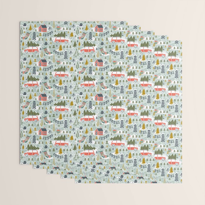 Home For The Holidays Blush Mint Christmas Wrapping Paper Gallery Image 3