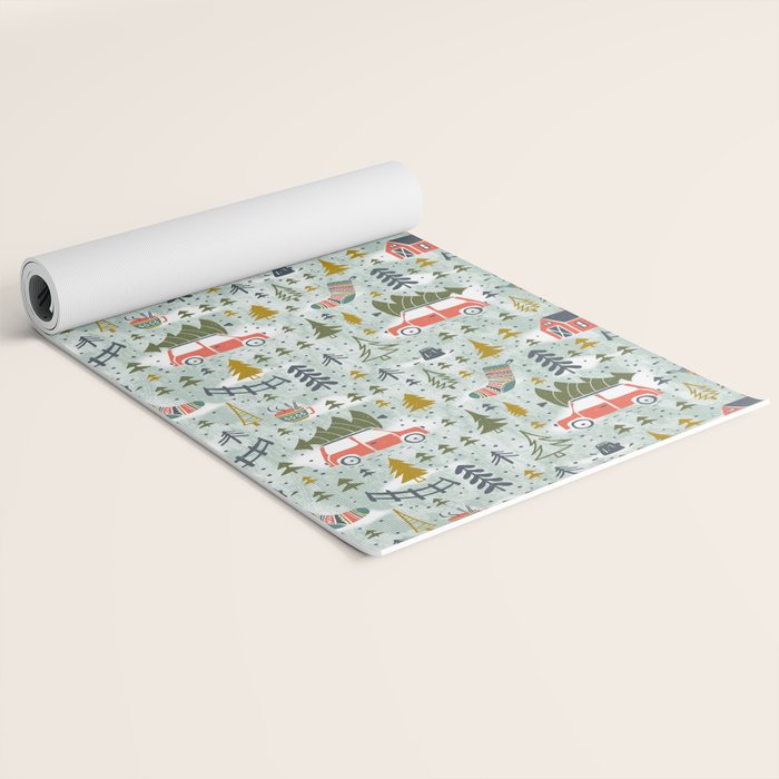 Home For The Holidays Blush Mint Christmas Yoga Mat Gallery Image 2