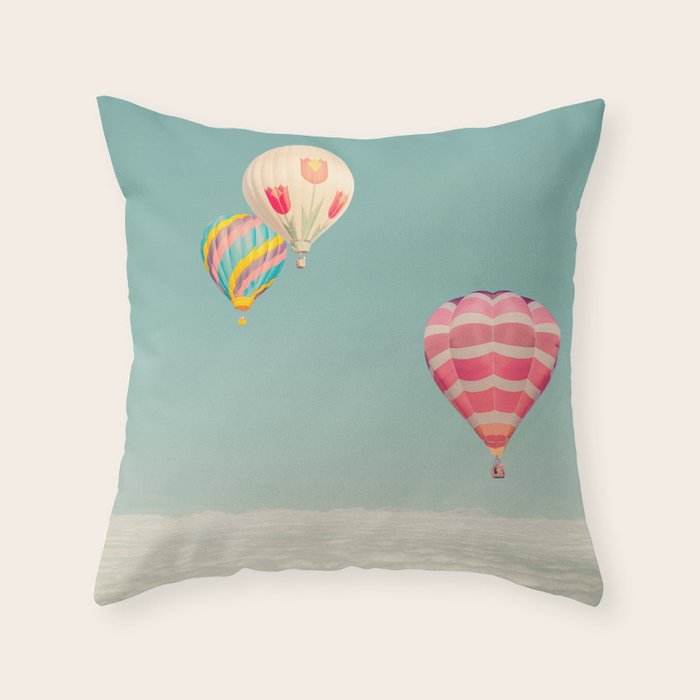 Hot Air Balloons Over Clouds Throw Pillow Gallery Image 1