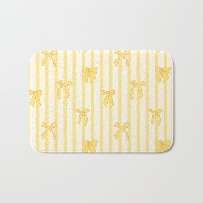 Charming Yellow Ribbon and Stripes  Bath Mat Gallery Image 1