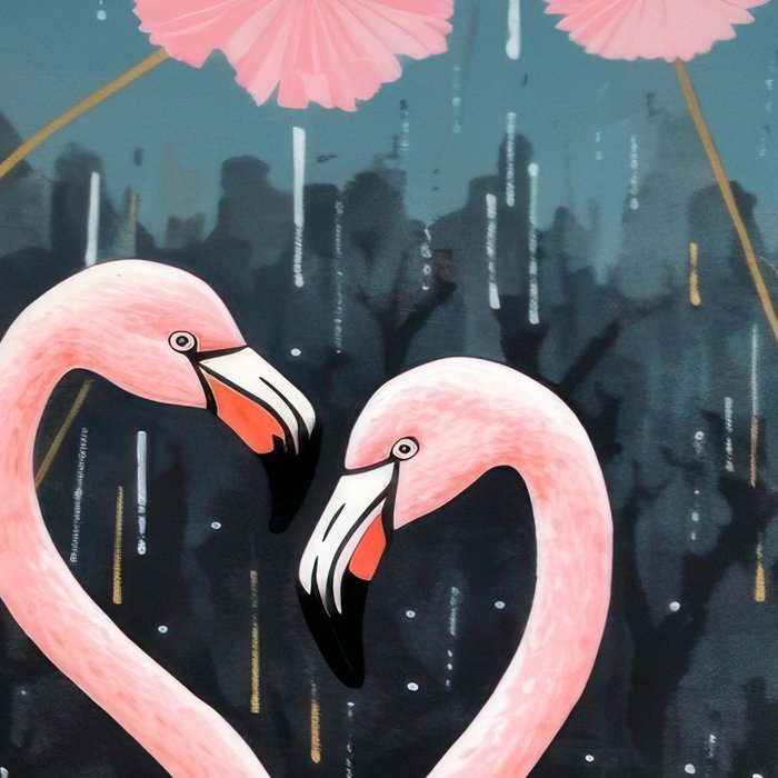 Pink Flamingos Pair In The Teal Rain Coffee Mug Gallery Image 2