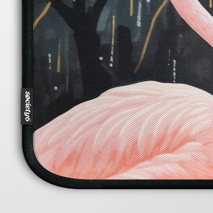 Pink Flamingos Pair In The Teal Rain Laptop Sleeve Gallery Image 3