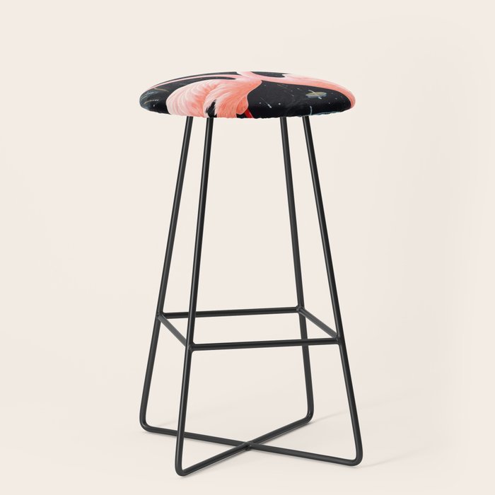 Pink Flamingos Pair In The Teal Rain Stool Gallery Image 1