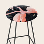 Pink Flamingos Pair In The Teal Rain Stool Gallery Image 2