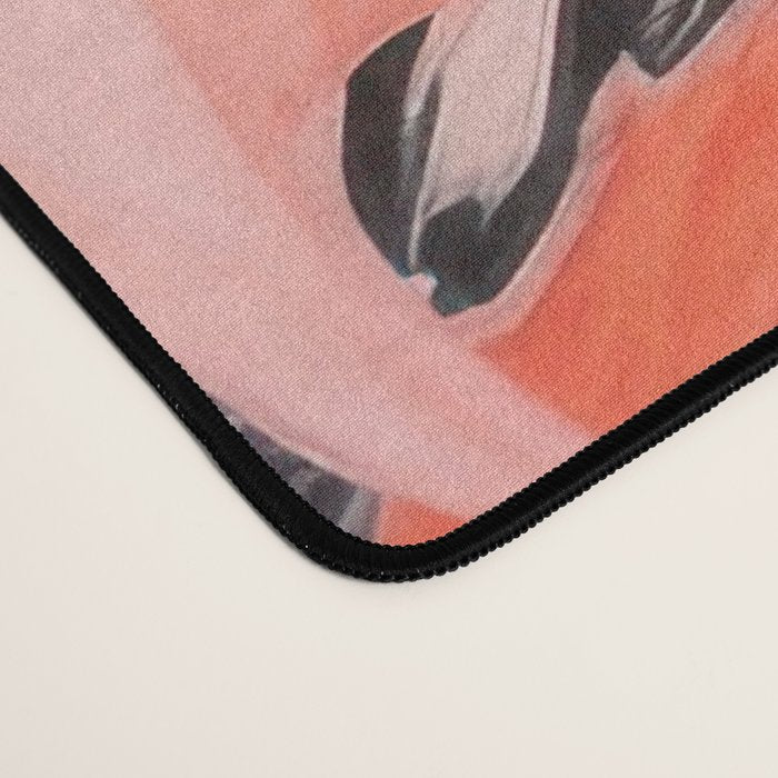 Pink Flamingos Pair In The Teal Rain Desk Mat Gallery Image 4