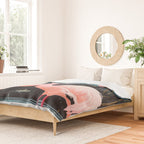 Pink Flamingos Pair In The Teal Rain Duvet Cover Gallery Image 2