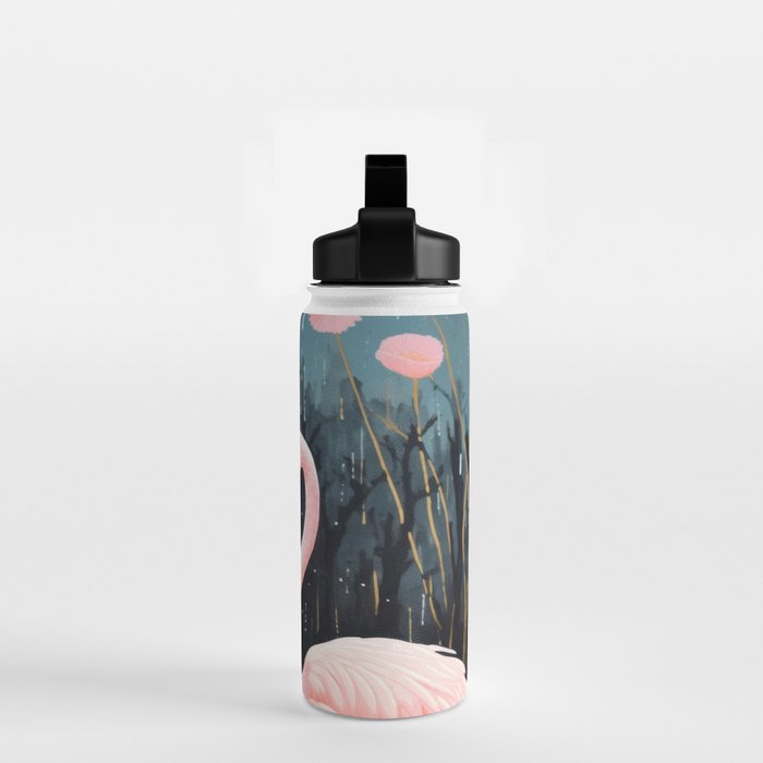Pink Flamingos Pair In The Teal Rain Water Bottle Gallery Image 2