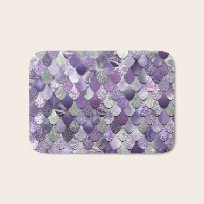 Mermaid Purple and Silver Bath Mat Gallery Image 1