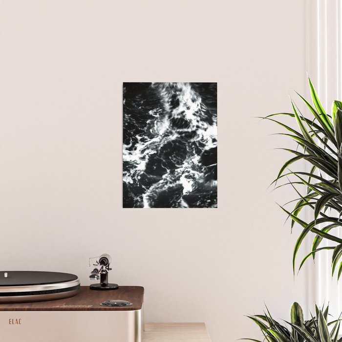 Waves - Black and White Abstract Poster Gallery Image 2