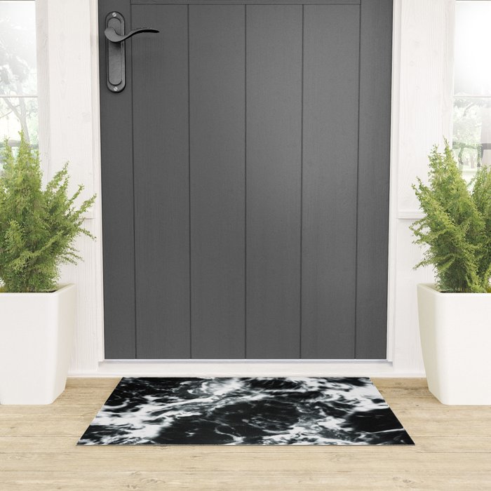 Waves - Black and White Abstract Welcome Mat Gallery Image 3
