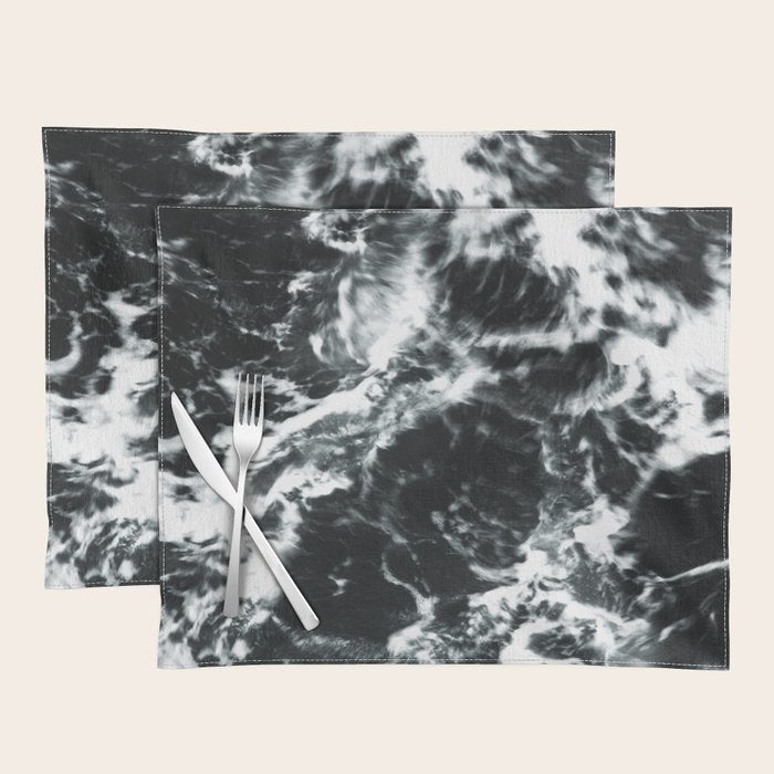 Waves - Black and White Abstract Placemat Gallery Image 1