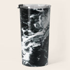 Waves - Black and White Abstract Travel Mug Gallery Image 3