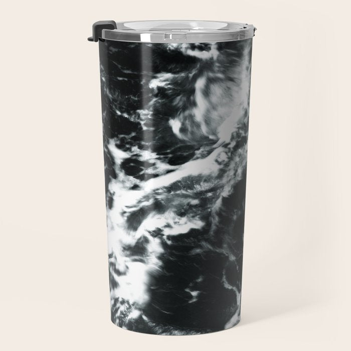 Waves - Black and White Abstract Travel Mug Gallery Image 3