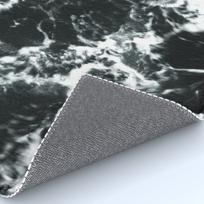 Waves - Black and White Abstract Rug Gallery Image 4