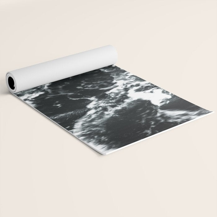 Waves - Black and White Abstract Yoga Mat Gallery Image 2