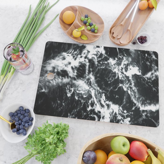 Waves - Black and White Abstract Cutting Board Gallery Image 2