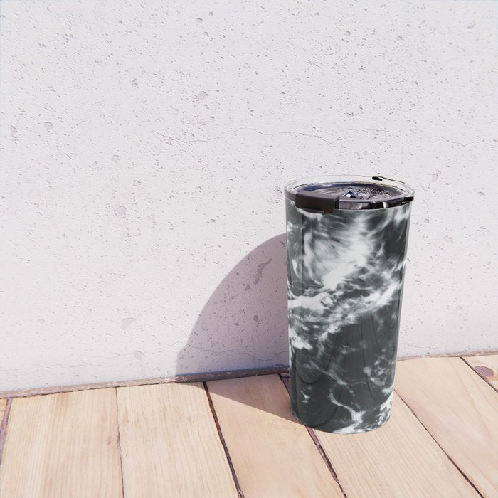 Waves - Black and White Abstract Travel Mug Gallery Image 4