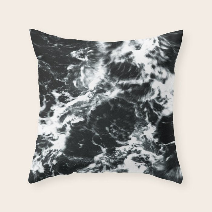 Waves - Black and White Abstract Throw Pillow Gallery Image 6