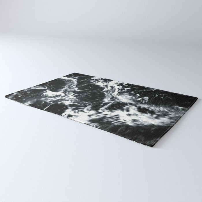 Waves - Black and White Abstract Rug Gallery Image 3