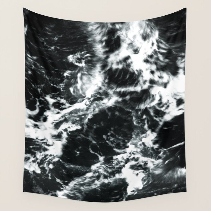 Waves - Black and White Abstract Wall Tapestry Gallery Image 4