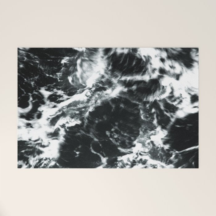 Waves - Black and White Abstract Welcome Mat Gallery Image 1
