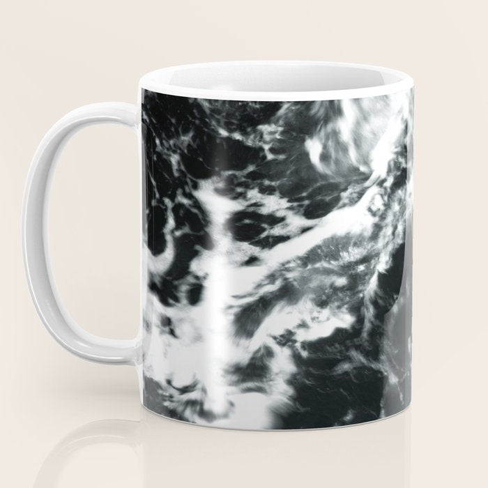 Waves - Black and White Abstract Coffee Mug Gallery Image 3
