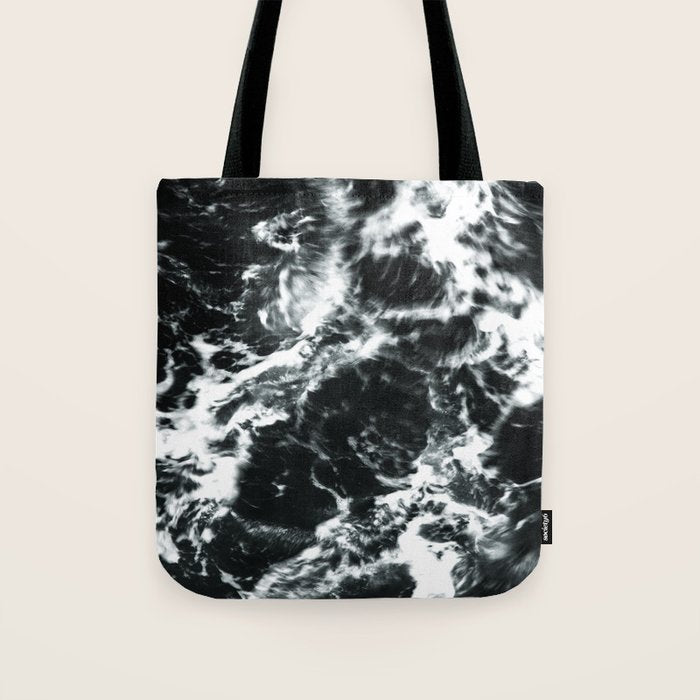 Waves - Black and White Abstract Tote Bag Gallery Image 1