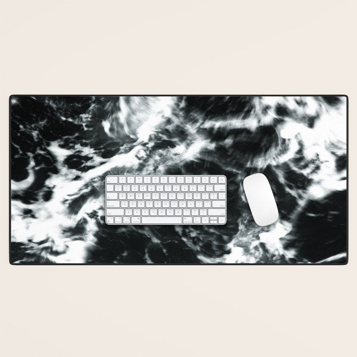 Waves - Black and White Abstract Desk Mat Gallery Image 1
