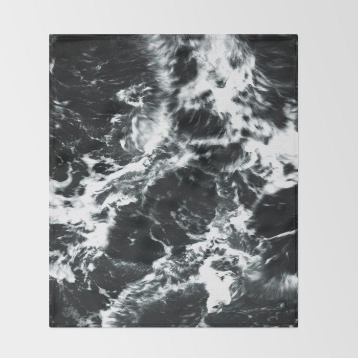 Waves - Black and White Abstract Throw Blanket Gallery Image 2