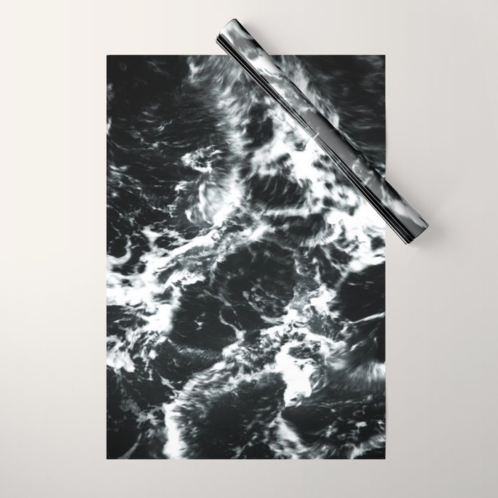Waves - Black and White Abstract Wrapping Paper Gallery Image 1