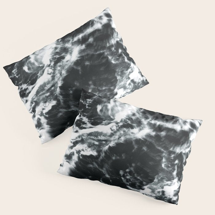 Waves - Black and White Abstract Pillow Sham Gallery Image 3