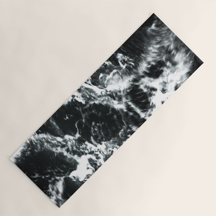 Waves - Black and White Abstract Yoga Mat Gallery Image 1
