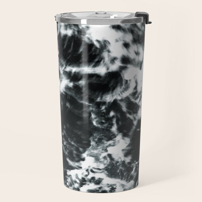 Waves - Black and White Abstract Travel Mug Gallery Image 2