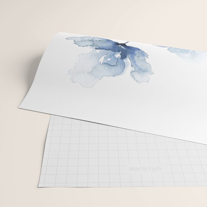 Blue Watercolor Poppies Wrapping Paper Gallery Image 2