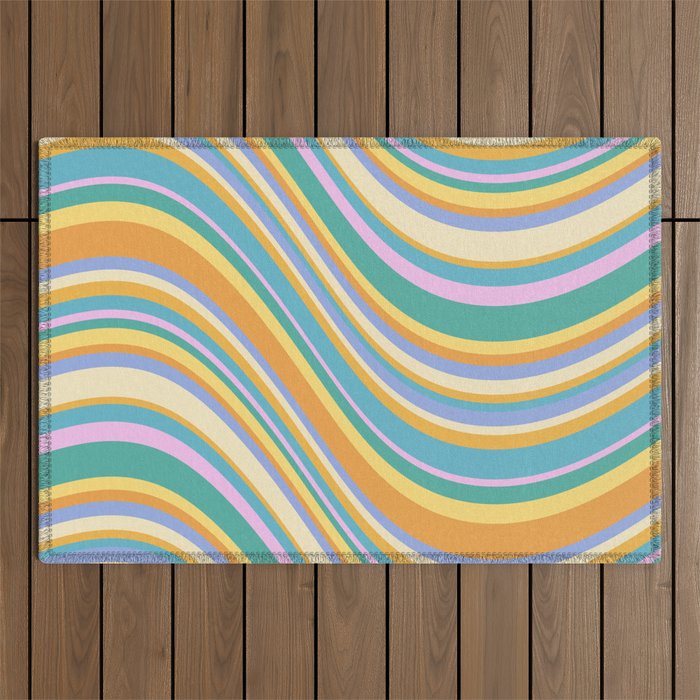 Wavy Stripes XXIV - 90s Summer Outdoor Rug Gallery Image 1