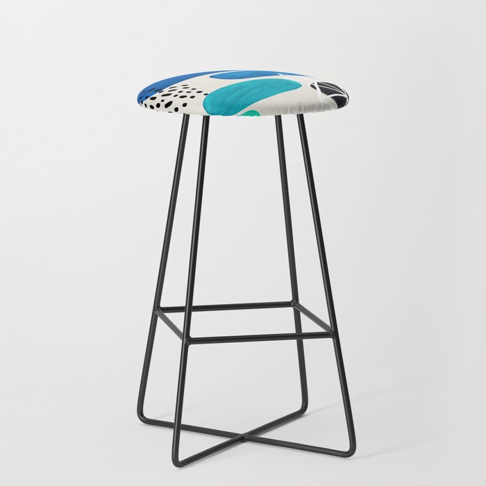 Fun Abstract Minimalist Mid Century Modern Colorful Shapes Marine Green Blue Ombre Watercolor Bubble Stool Gallery Image 1