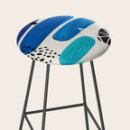 Fun Abstract Minimalist Mid Century Modern Colorful Shapes Marine Green Blue Ombre Watercolor Bubble Stool Gallery Image 2