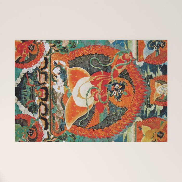 Tibetan Buddhist Hindu Garuda Shambala Welcome Mat Gallery Image 1