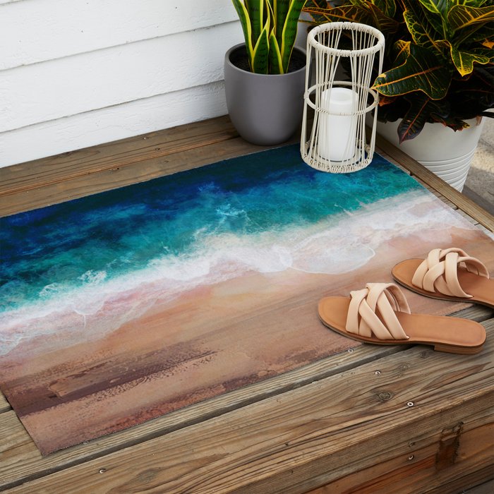 Watercolour Summer Beach IV Outdoor Rug Gallery Image 2