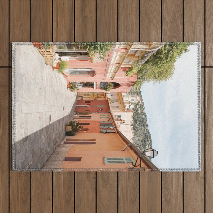 Pastel Color Street In Villefranche Sur Mer, France Photo | Summer Travel Photography Art Print | Colorful Houses In Europe Outdoor Rug Gallery Image 1