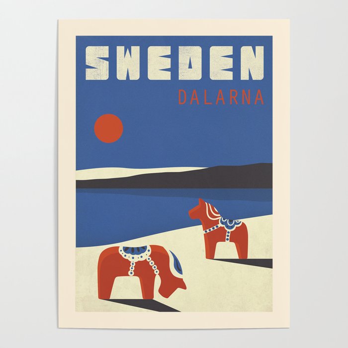 Vintage travel poster-Sweden-Dalarna. Poster Gallery Image 1