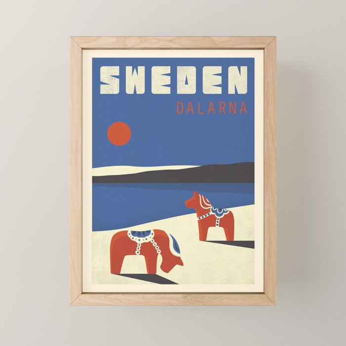 Vintage travel poster-Sweden-Dalarna. Mini Art Print Gallery Image 1