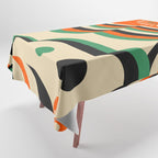 Happy Orange Green Geometric Garden Tablecloth Gallery Image 1
